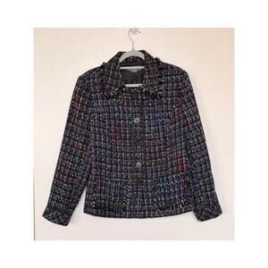 Koret Multicolor Tweed Fringe Trim Blazer Jacket Women’s Size 18 Statement Coat